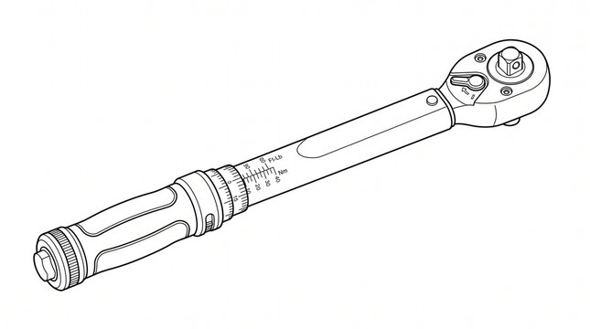 Adjustable torque wrench isolated on white. Professional mechanical tool for precision repair.