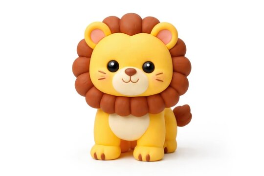 Cute Cartoon Lion Character with Big Eyes and Friendly Expression