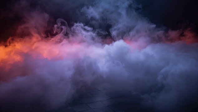 Colorful Smoke or Fog Surrounded by Dark Background with Dramatic Lighting