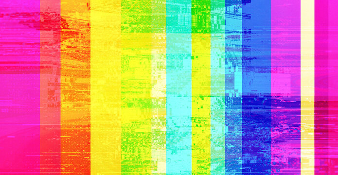 Glitched Rainbow Color Bars &ndash; Corrupted Vertical Stripes Texture