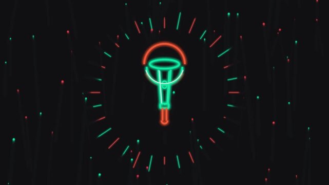 Vibrant neon flashlight icon pulsating with rhythmic light energy in this smooth digital motion video clip