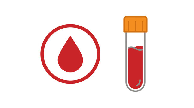 Medical blood drop icon and laboratory test tube