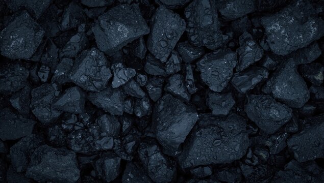 Dark Coal Texture with Wet Surfaces and Varied Shapes