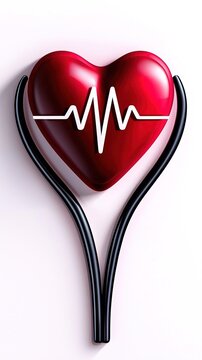 Red heart icon. Medical cardiology symbol.
