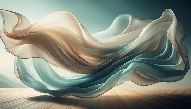 soft thin fabric being blown by the wind generative ai composite