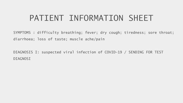 4K Covid 19 Hospital Patient Information Sheet