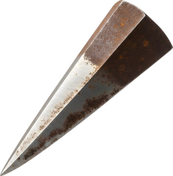 Closeup of old rusty metal spike.