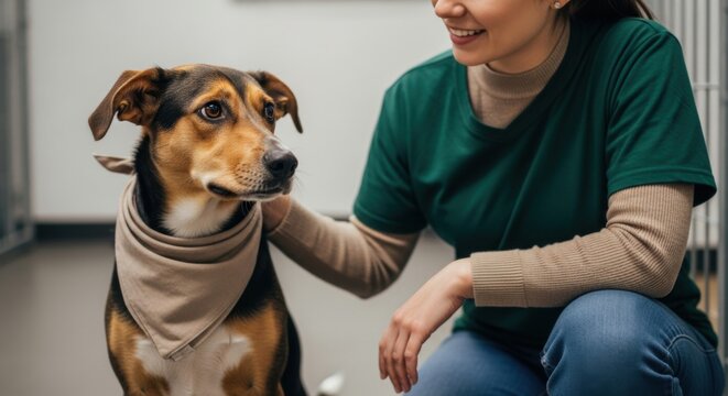 Vet Cares for Rescued Mixed Breed Dog