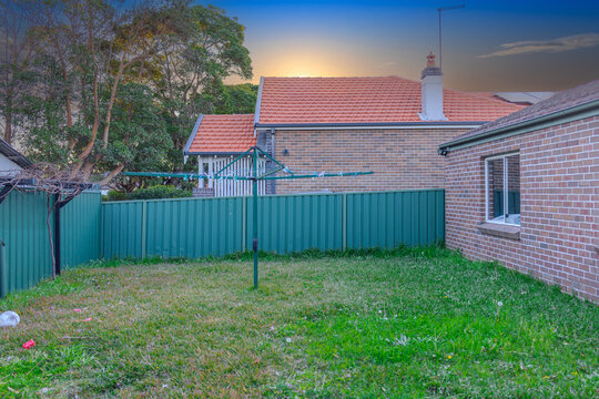 Suburban residential Brick house Terracotta Roof at Sunset in Sydney NSW Australia