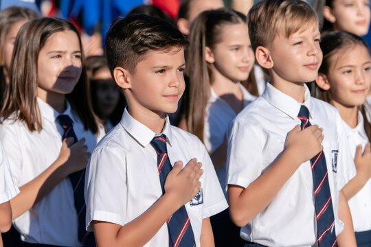 Students showing patriotism during school flag ceremony