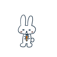 A cute rabbit holding a carrot