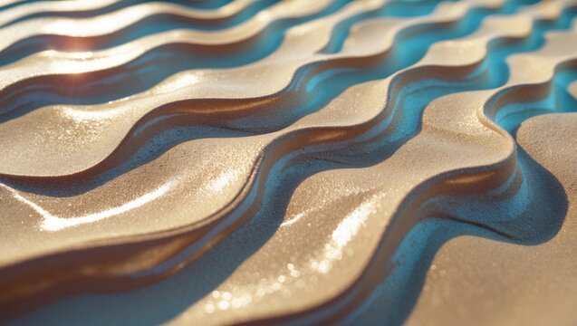 Abstract Rippling Waves in Sandy Texture with Light Reflection