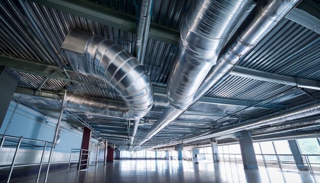 metal ducts and ventilation system inside a building