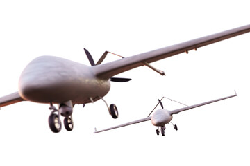 Obraz premium Military combat drones on white background