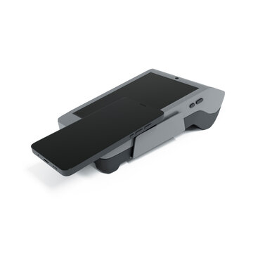 Pos-terminal with smartphone isolated on white background