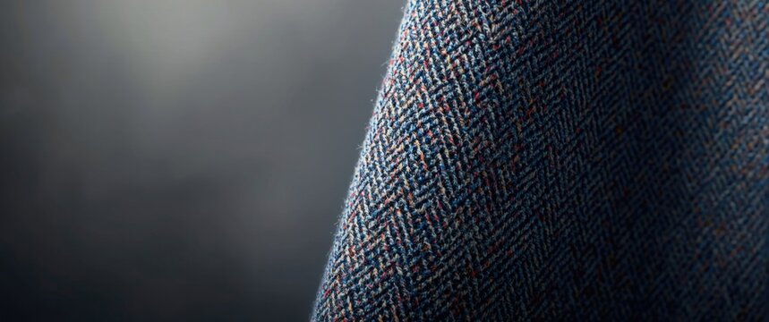 Textured Fabric Closeup with Colorful Herringbone Pattern and Soft Shadows