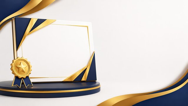 Blank certificate template with gold seal. Luxury diploma border for professional awards.