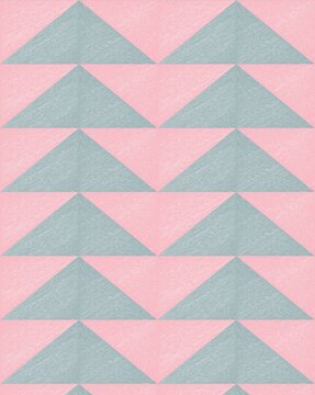 Pink and grey triangle shape line chalk textured pattern for background minimalism