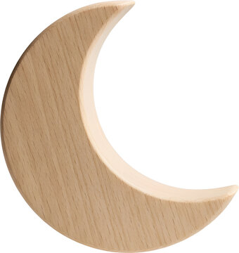Crescent shaped wooden decorative wall art.