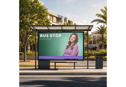 Bus Stop Mockup Realistic Design for Brand Presentation and Marketing