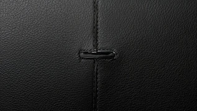 Closeup of Black Leather Texture with Stitching Detail