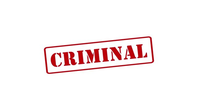 Animated stamp with "CRIMINAL" text, single-tap effect, white background, 4K video.