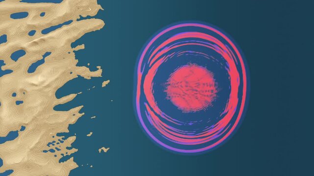 Tsunami simulation showing wave propagating from an underwater source and hitting a nearby coastline