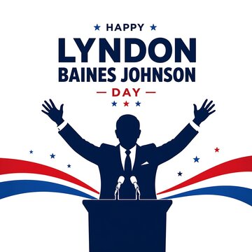 Happy lyndon baines johnson day celebration illustration