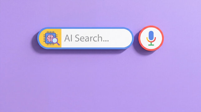 Ai search bar with voice recognition interface concept recognition technology