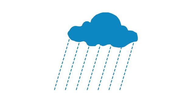 Blue rain cloud icon animation 4 k video