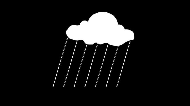 Blue rain cloud icon animation 4 k video