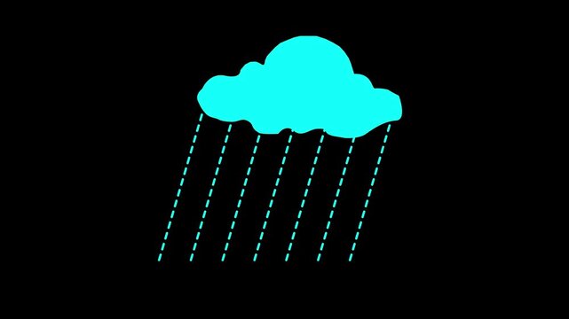 Blue rain cloud icon animation 4 k video