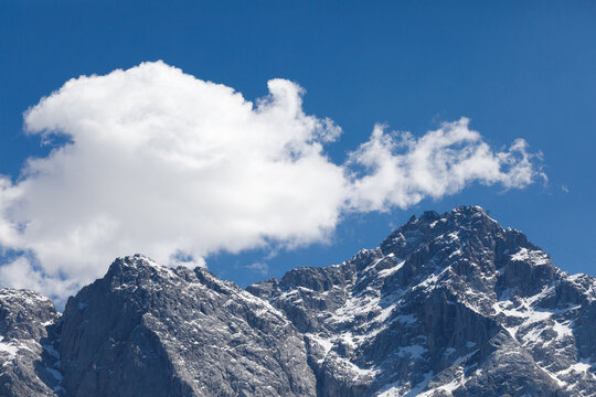 Zugspitze mountain peak, Alps, Bavaria, Germany. Alpine Landscape