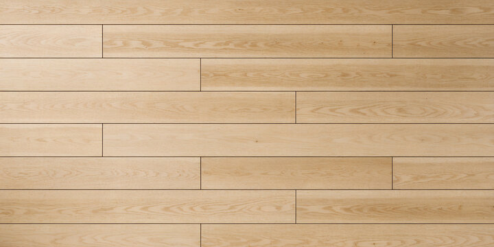 light beige wood floor staggered planks background with bright reflection