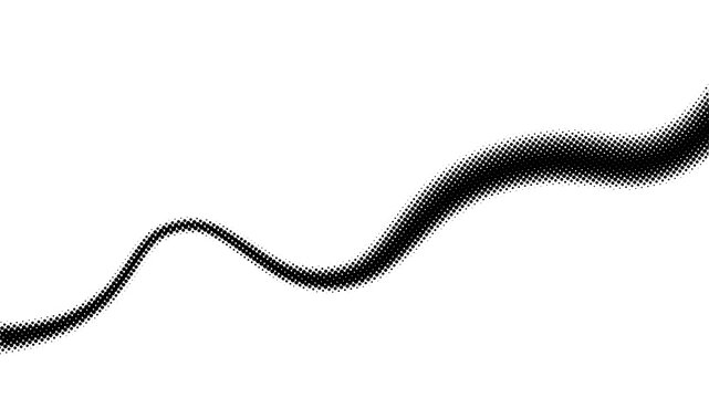 Abstract halftone wave background with dotted particle flow modern technology curve on black, transparent png
