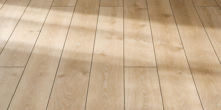 beige laminate wood floor perspective background with soft window shadows