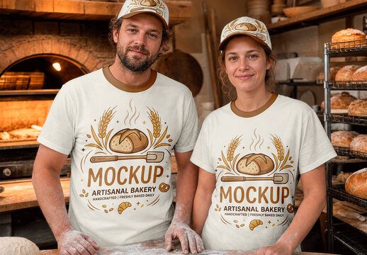 T Shirt Bakery Workers Mockup