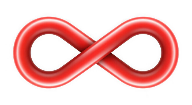 Red infinity symbol icon representing eternal love and endless connection isolated on transparent background