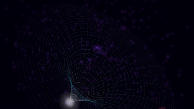 Abstract cosmic space-time curvature with digital grid and light singularity for futuristic motion animation background