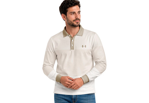 Mens Long Sleeve Polo Folded Mockup