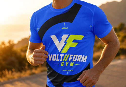 Mens T Shirt Running Mockup