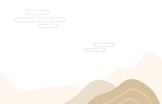 Minimal Korean Traditional Landscape Background with Clouds and Mountains