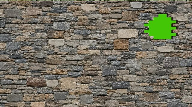 Wall Collapse Reveal | Brick Destruction Green Screen Motion Graphics | Realistic Wall Collapse Animation | Stone Brick Debris Green Screen Brick Wall Demolition Effect | Green Screen Chroma Key HD
