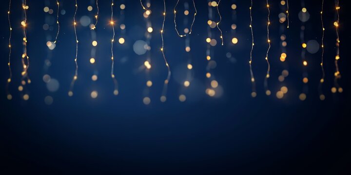 golden glowing fairy string lights with bokeh festive luxury abstract background