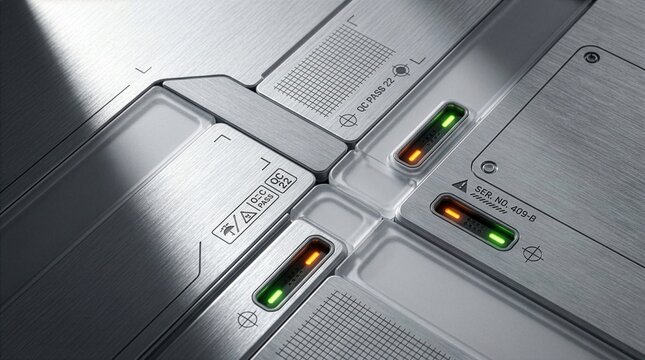 Macro Industrial Hardware Background with Technical Registration Marks