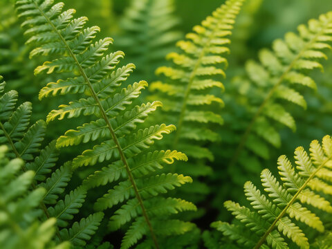 Closeup of green fern leaves