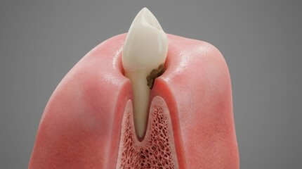 Fototapeta premium Tooth decay in gum and jawbone cross section anatomy