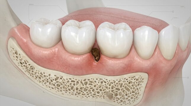 3D medical illustration of gum disease and tooth decay
