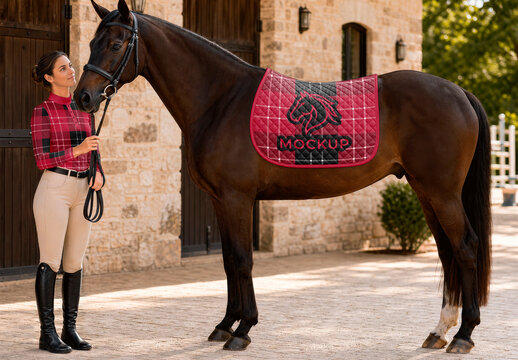 Saddle Pad Equestrian Stable Mockup