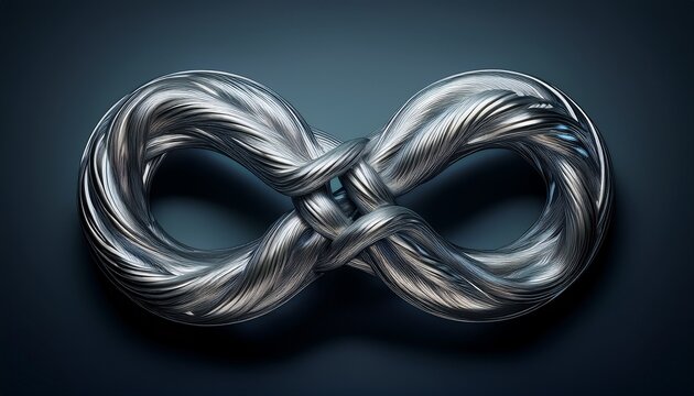 a silver chain forms an infinity symbol linked in a complex knot